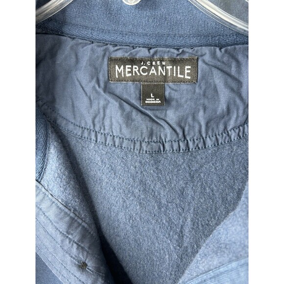 J Crew Mercantile 1/4 Button Pullover Mock Neck Sweatshirt Men's L Blue Soft - Picture 8 of 9